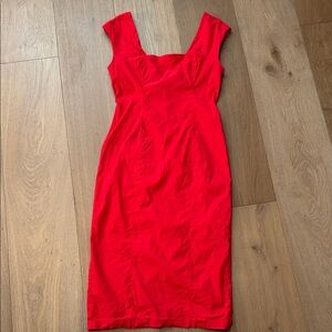 Anthropology Maeve Red Cap-Sleeve Sheath Dress - sz L